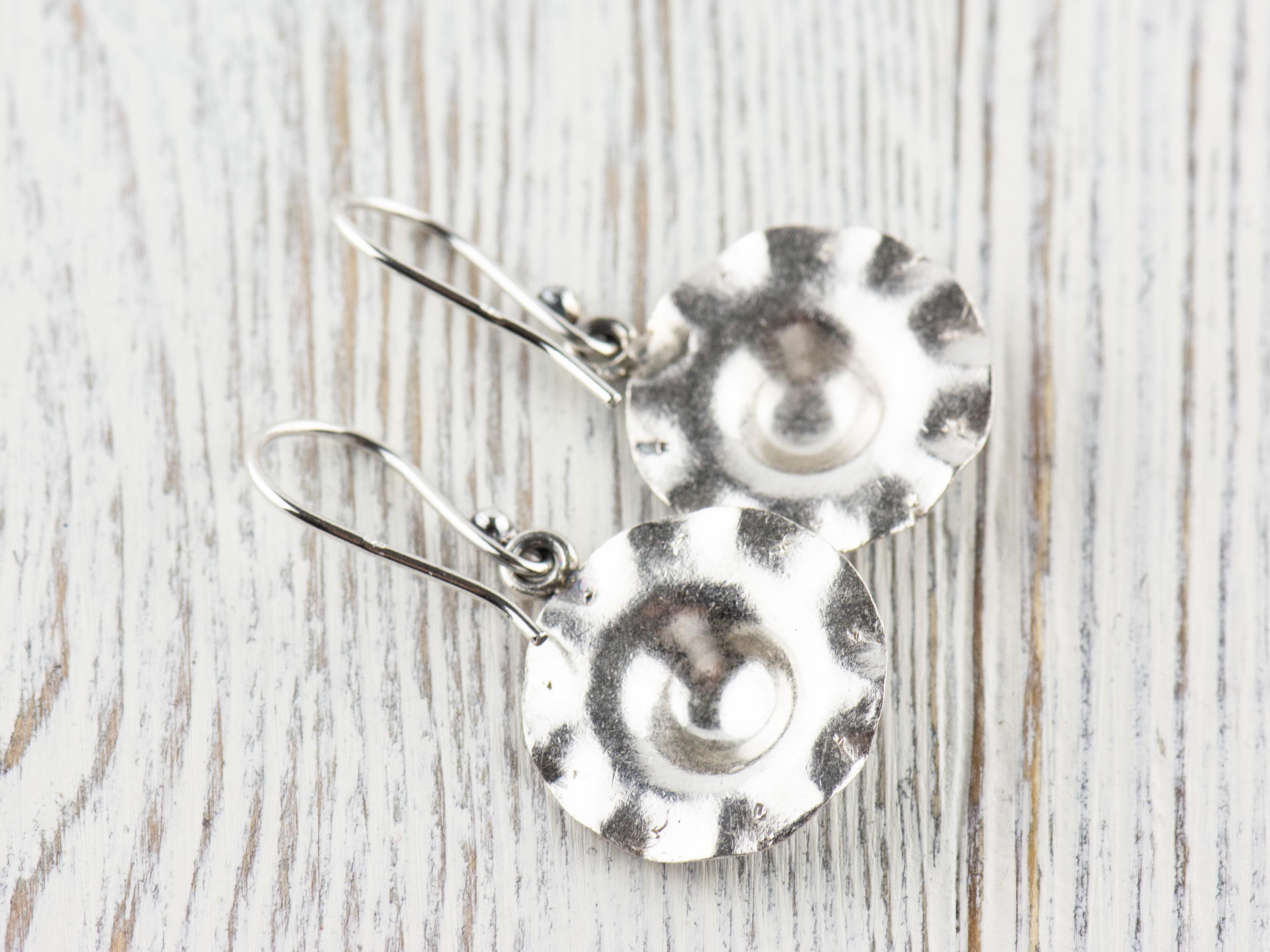 Wavy Sun Hill Tribe Silver Earrings | .925 Sterling Silver | Antique Silver | Minimalist Boho Jewelry