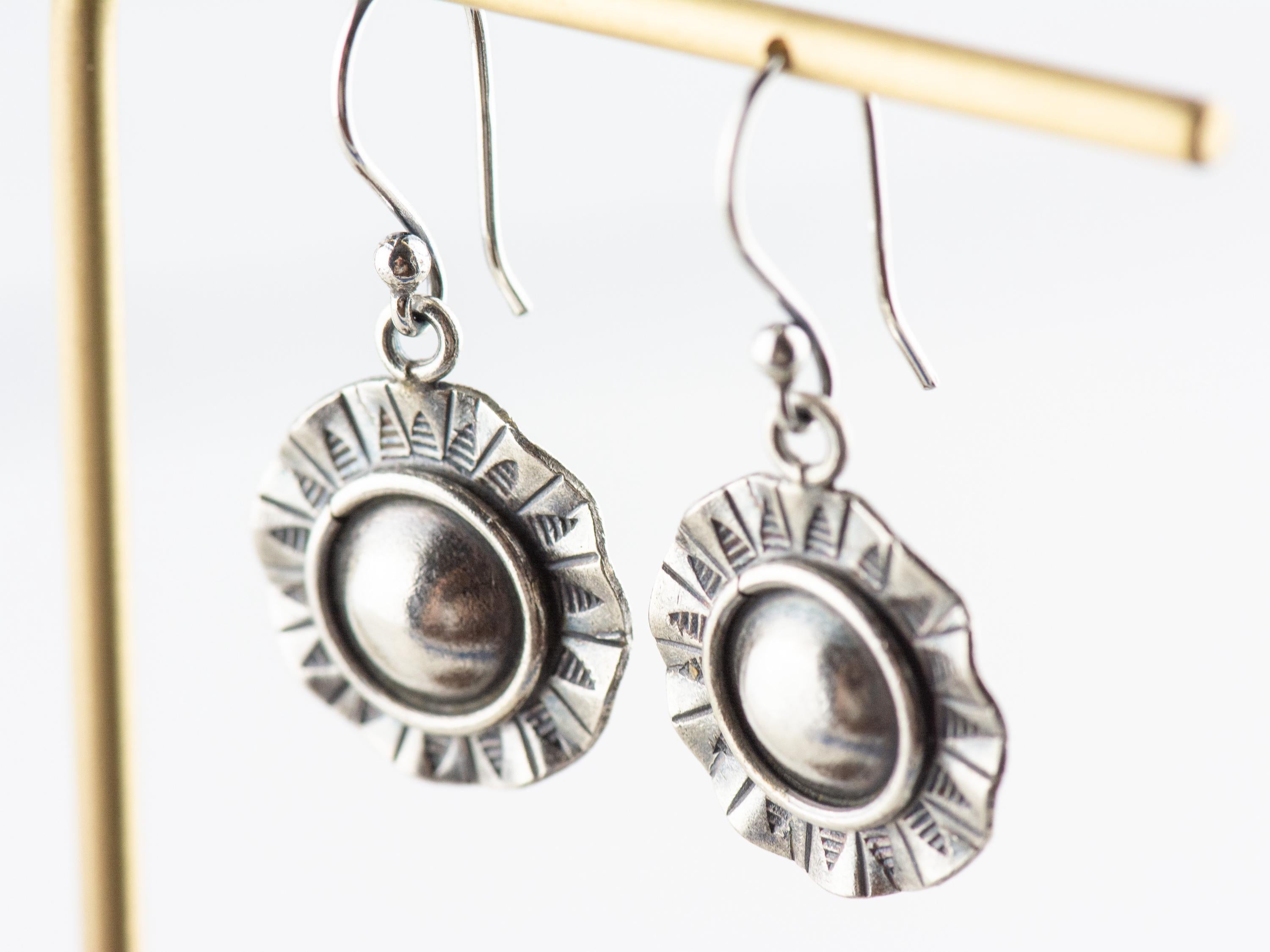 Wavy Sun Hill Tribe Silver Earrings | .925 Sterling Silver | Antique Silver | Minimalist Boho Jewelry
