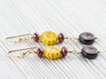 Bumble Bee & Sunflower Beaded Earrings | Czech Glass | 14k Gold-Filled Ear Wires | Nature-Inspired Jewelry