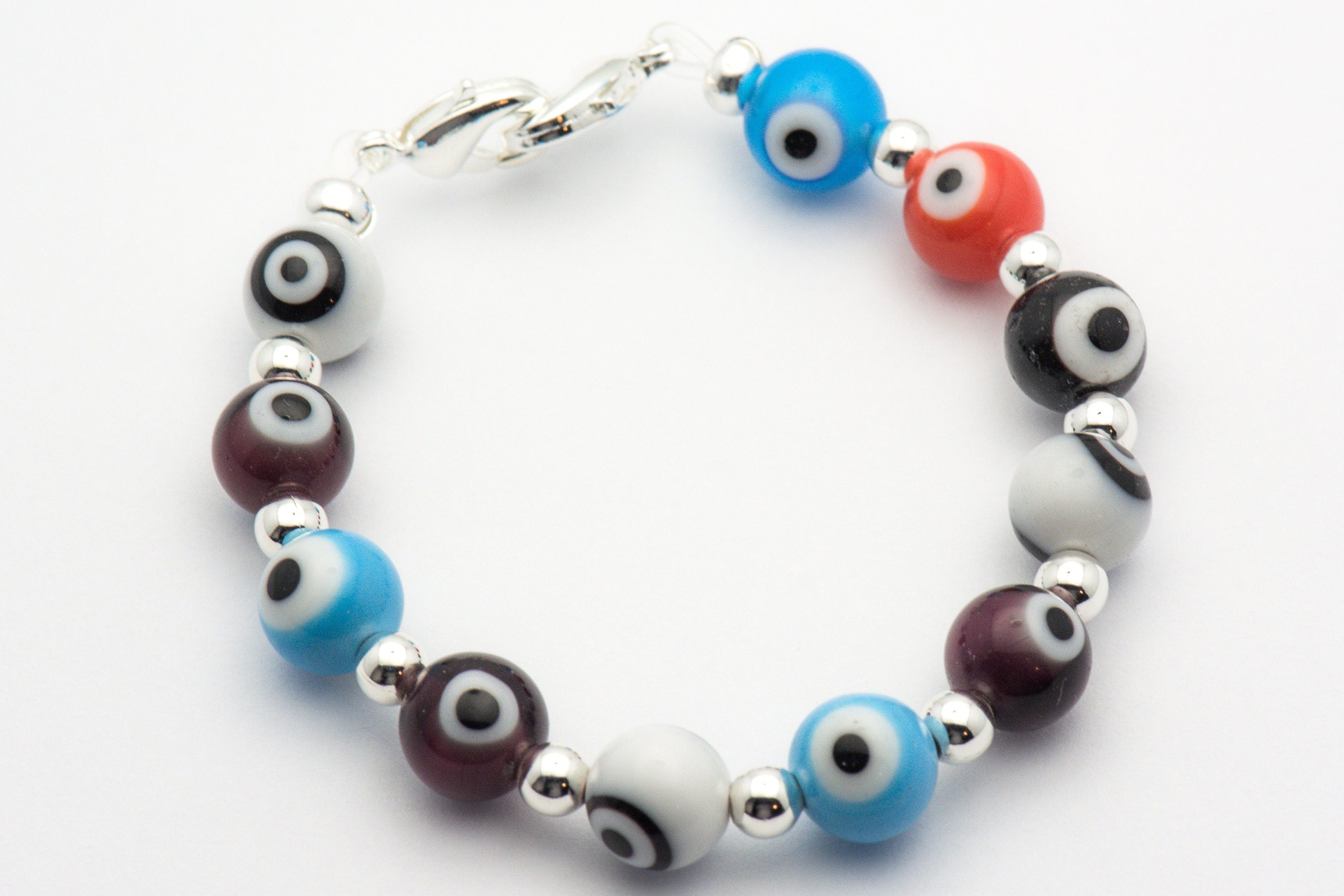 Evil Eye Multicolor Watch Band • Medical ID Bracelet • Handmade Watch Band • Stretch Watch Band