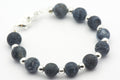 Black Agate Crackle Watch Band • Medical ID Bracelet • Handmade Watch Band • Gemstone Stretch Watch Band