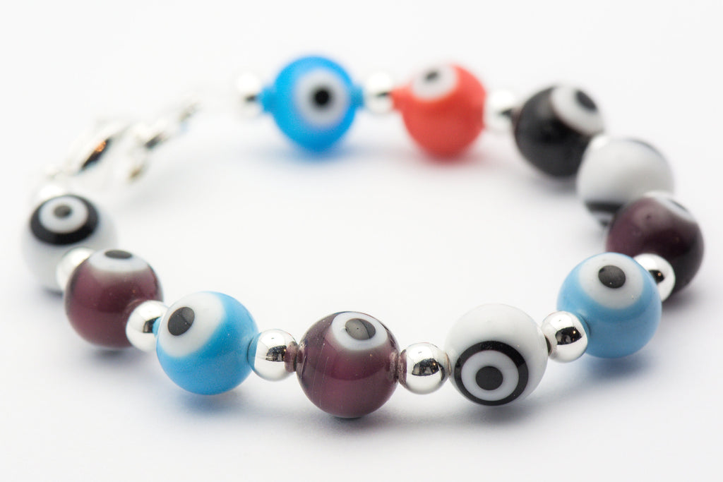 Evil Eye Multicolor Watch Band • Medical ID Bracelet • Handmade Watch Band • Stretch Watch Band