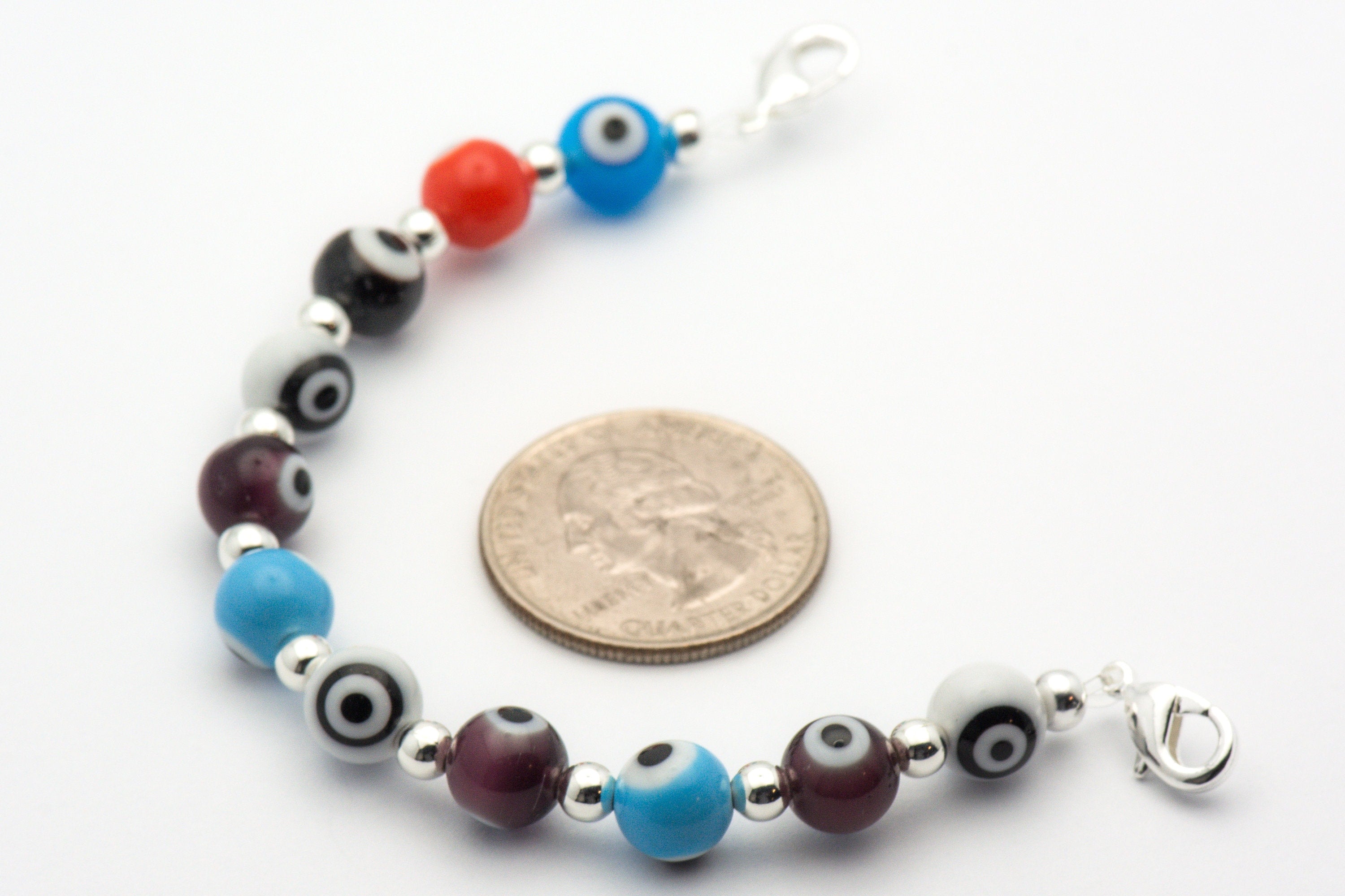 Evil Eye Multicolor Watch Band • Medical ID Bracelet • Handmade Watch Band • Stretch Watch Band
