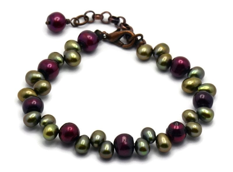 Cranberry Vine Bracelet, Freshwater Pearl Bracelet, Cranberry Pearl Bracelet, Pearl Beaded Bracelet, Unique Gift for Wife