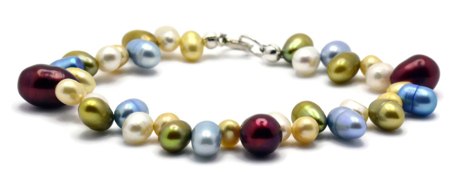 Cranberry Sky Freshwater Pearl Bracelet, Pearl Beaded Bracelet, Pearl Mix Bracelet, Real Pearl Jewelry, Genuine Pearls
