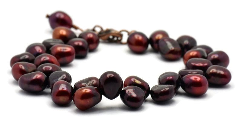 Spiced Berries Freshwater Pearl Bracelet, Cranberry Pearl Bracelet, Genuine Pearl Bracelet, Pearl Jewelry, Copper Bracelet