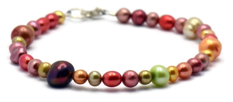 Harvest Gold Copper Mix, Freshwater Pearl Bracelet, Best Pearl Bracelet, Simple Bracelet, Pearl Jewelry, Sterling Silver