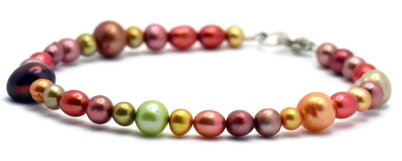 Harvest Gold Copper Mix, Freshwater Pearl Bracelet, Best Pearl Bracelet, Simple Bracelet, Pearl Jewelry, Sterling Silver