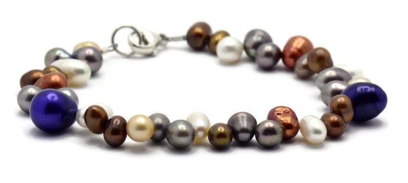 Deep Purple Splash, Freshwater Pearl Bracelet, Real Pearl Bracelet, Simple Bracelet, Pearl Jewelry