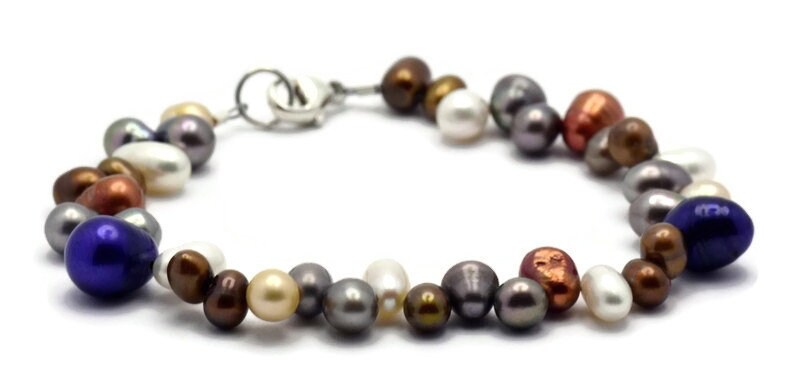 Deep Purple Splash, Freshwater Pearl Bracelet, Real Pearl Bracelet, Simple Bracelet, Pearl Jewelry