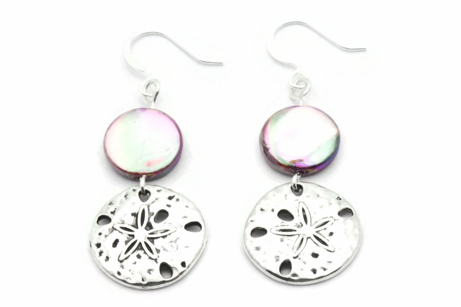 Sand Dollar Earrings, Pink, Earrings, Mother of Pearl