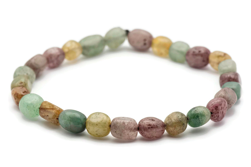 Gemstone Nugget Beaded Stretch Anklet • Colorful Summer Beach Jewelry
