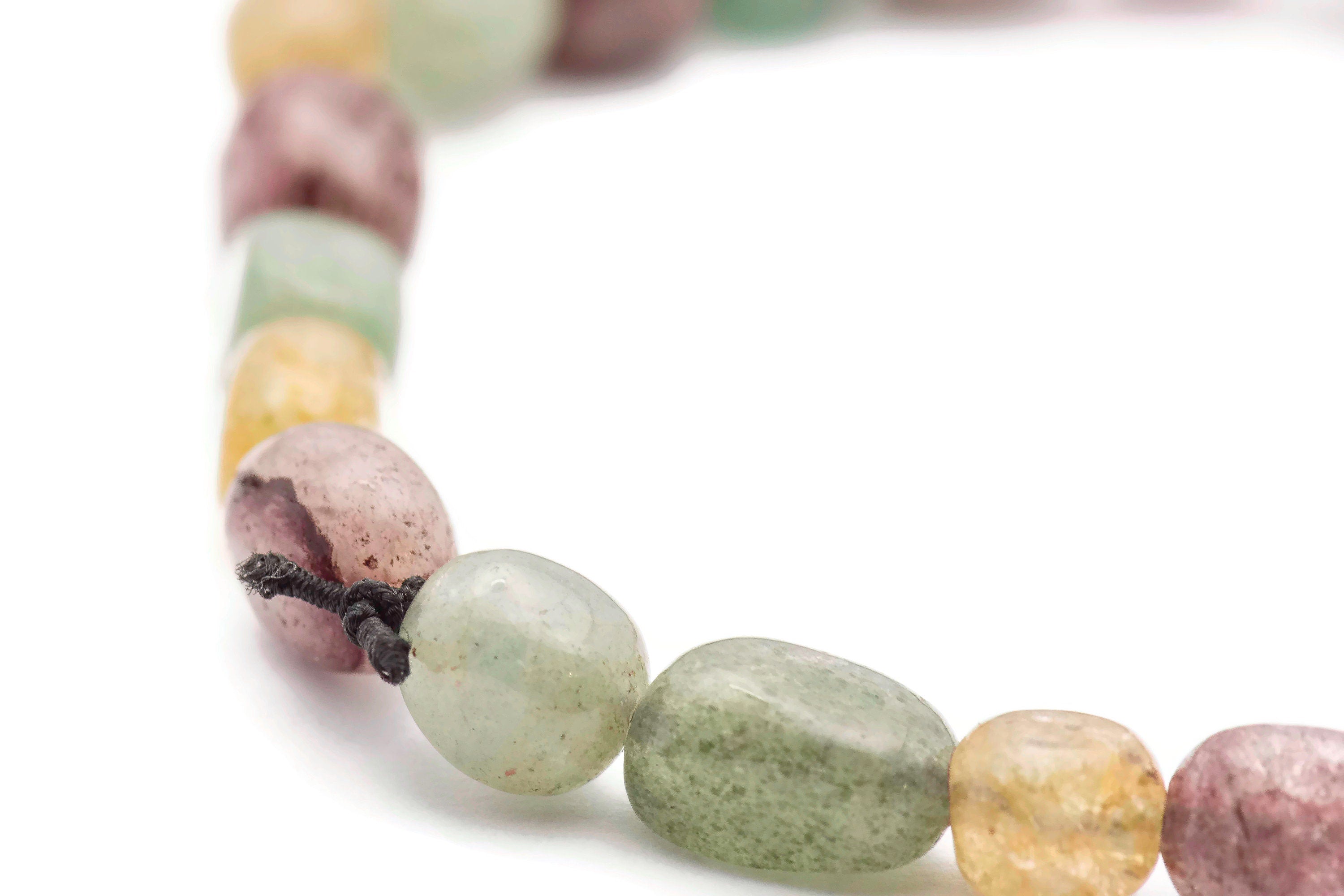 Gemstone Nugget Beaded Stretch Anklet • Colorful Summer Beach Jewelry