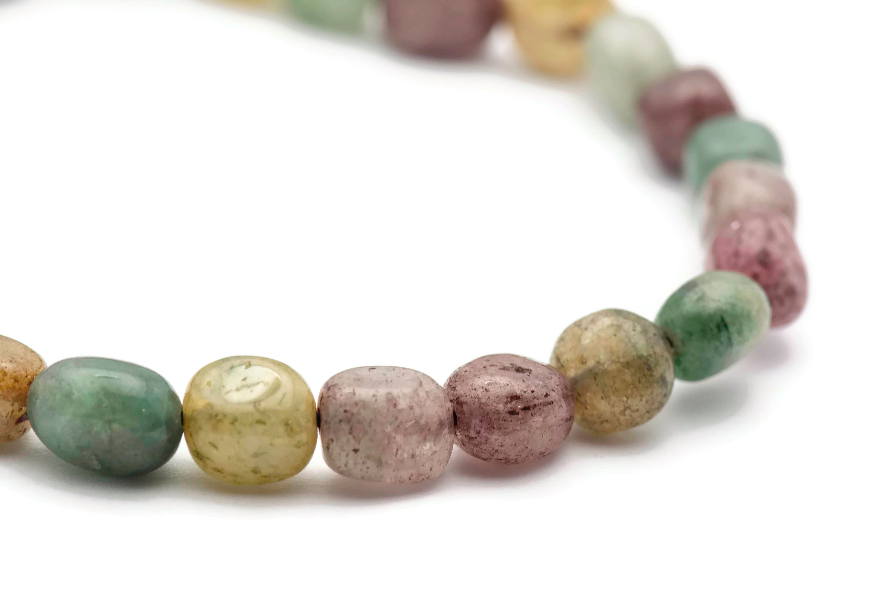 Gemstone Nugget Beaded Stretch Anklet • Colorful Summer Beach Jewelry