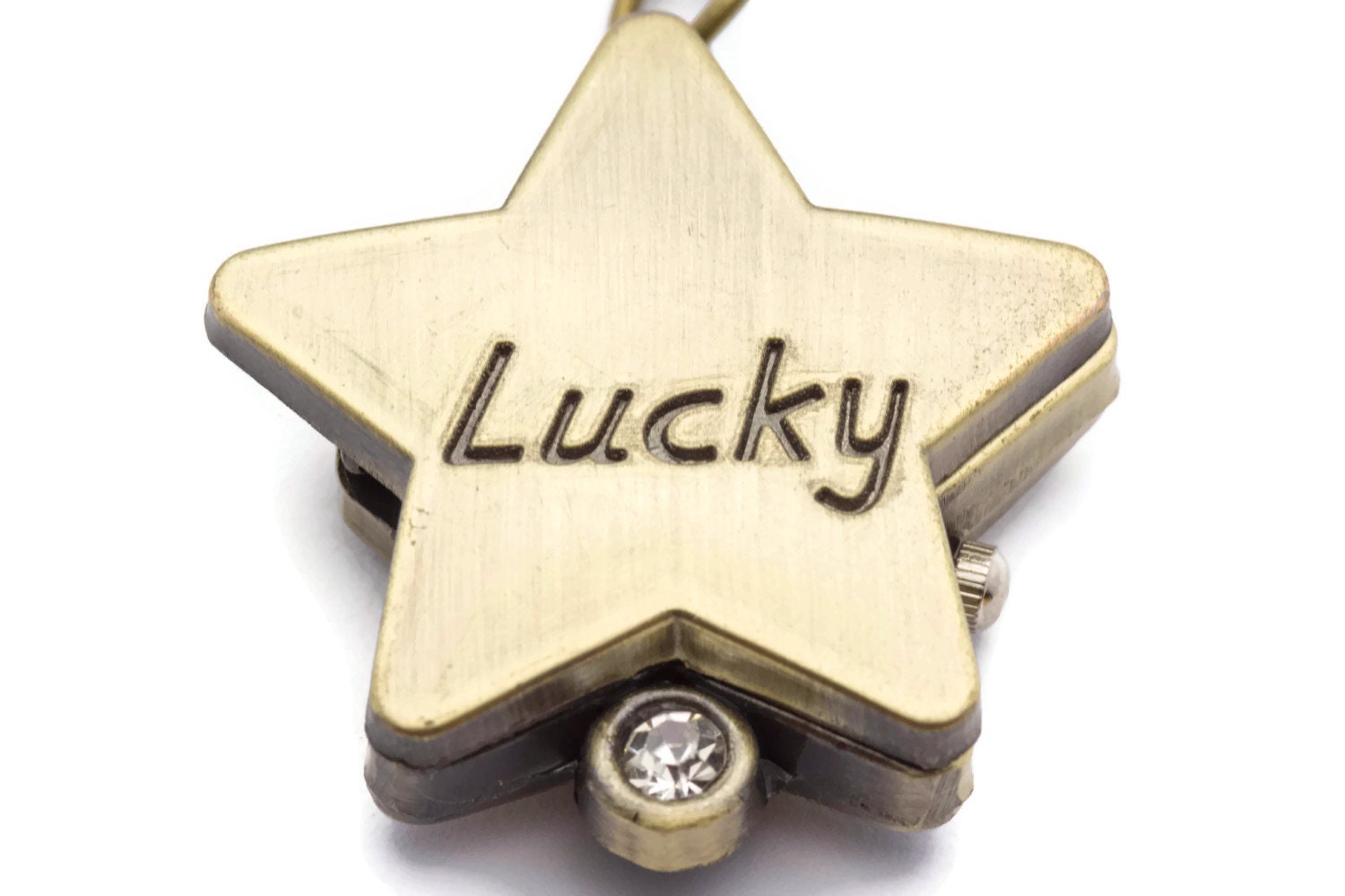 Lucky Star Pocket Watch Necklace, Long Necklace Watch, Bronze Pocket Watch, Ladies Pocket Watch, Necklace Watches