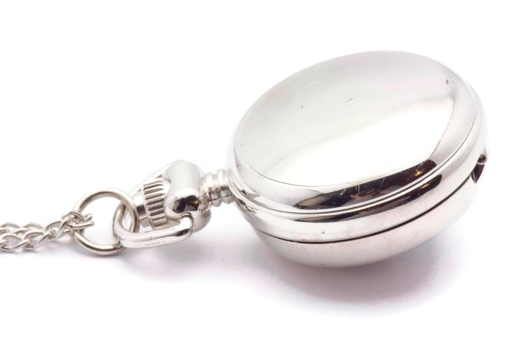Pink Enamel Sundial, Silvertone Pocket Watch Necklace, Chain Necklace Watch, Long Necklace Watch, Watch Locket Necklace