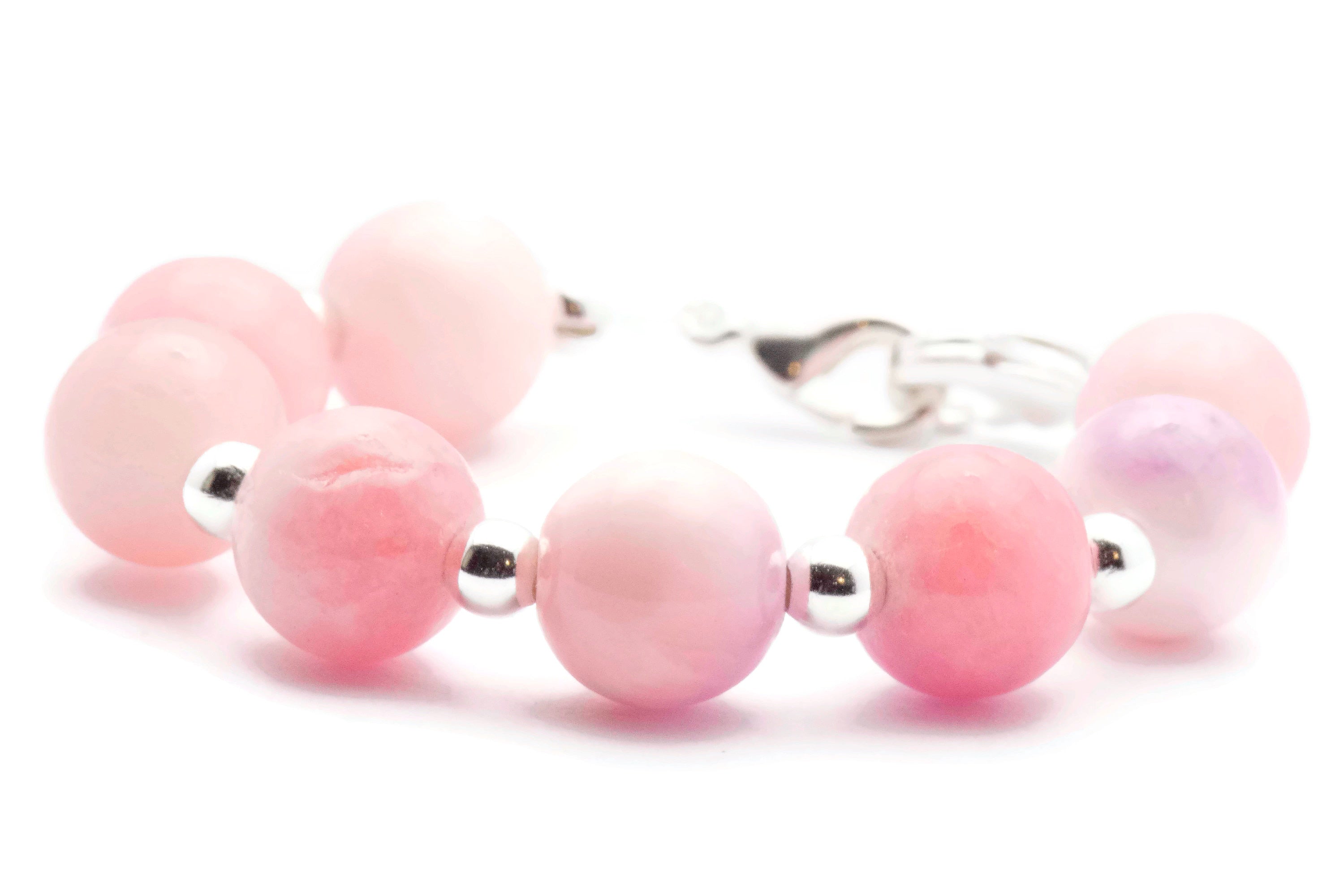 Pink Stone Beaded Bracelet Watch Band • Medical ID Bracelet • Handmade Watch Band • Stretch Watch Band