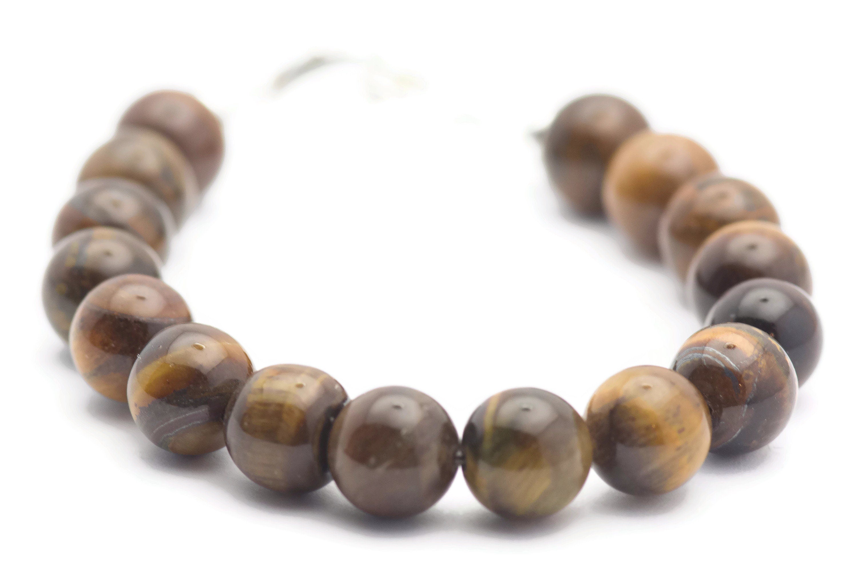 Tigers Eye Rounds Watch Band • Medical ID Bracelet • Handmade Watch Band • Brwon Gemstone Stretch Watch Band