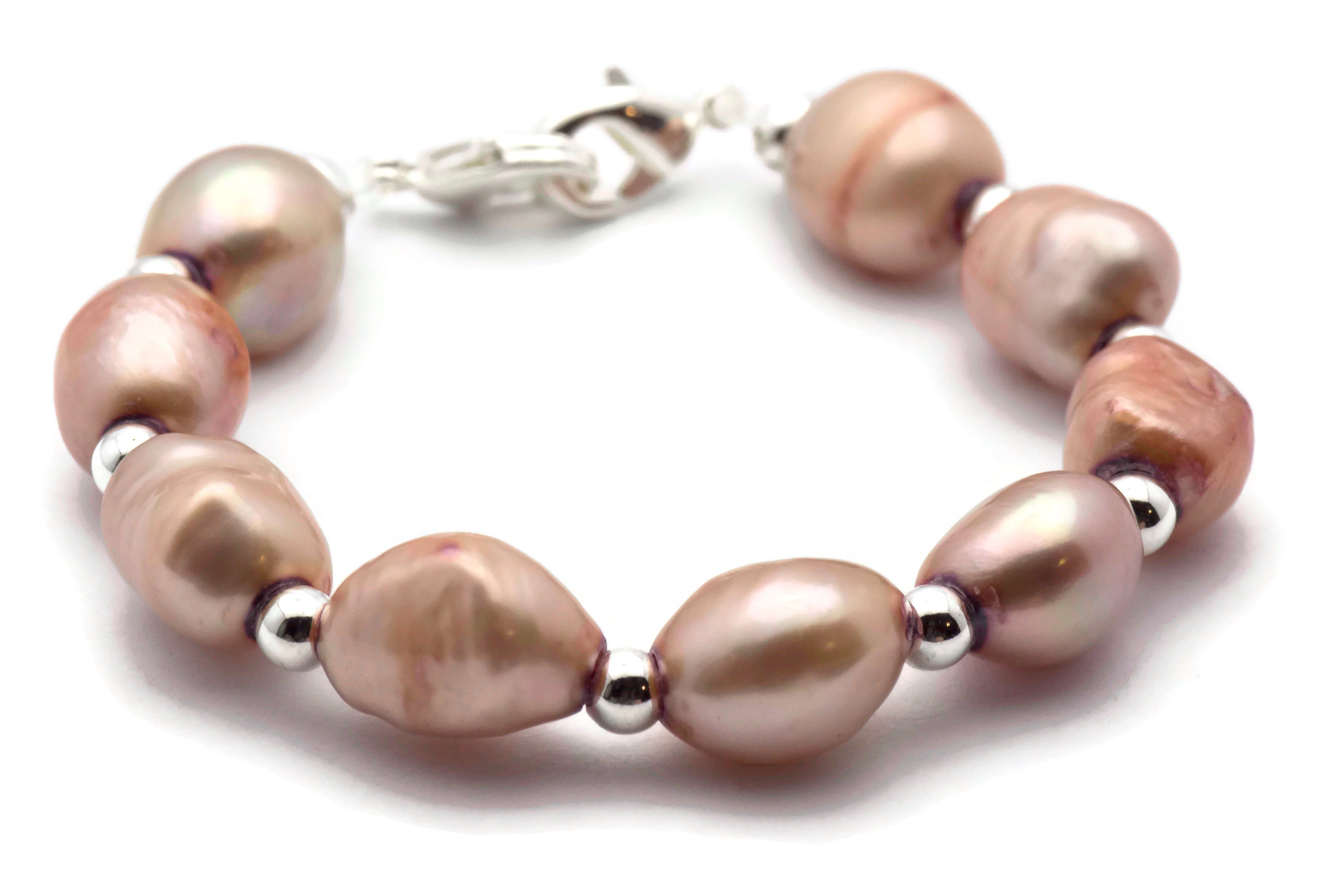 Pink Champagne Freshwater Pearl Watch Band • Medical ID Bracelet • Handmade Watch Band • Stretch Watch Band