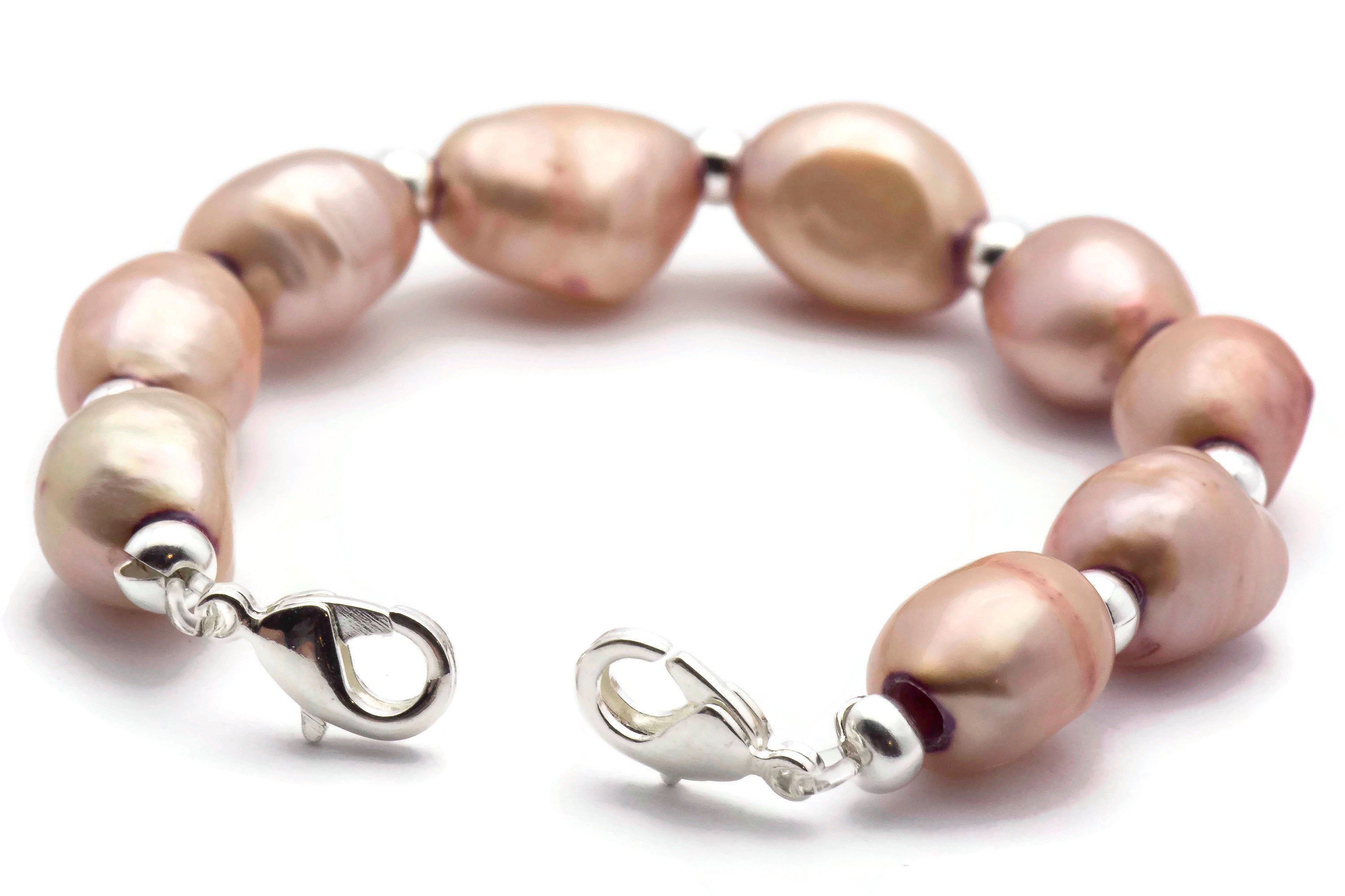 Pink Champagne Freshwater Pearl Watch Band • Medical ID Bracelet • Handmade Watch Band • Stretch Watch Band