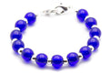 Royal Blue Glass Beaded Bracelet Watch Band • Medical ID Bracelet • Handmade Watch Band • Stretch Watch Band