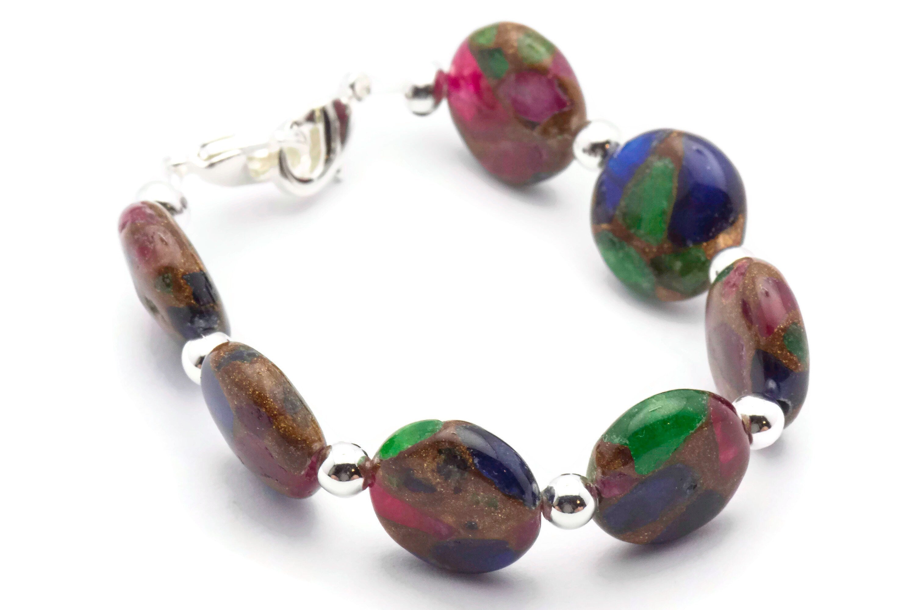 Inlay Agate Stretch Interchangeable Beaded Bracelet Watch Band • Medical ID Bracelet • Bracelet Watch Band