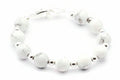 White Howlite Beaded Bracelet Watch Band, Medical ID Bracelet • Handmade Gemstone Watch Band • Stretch Watch Band