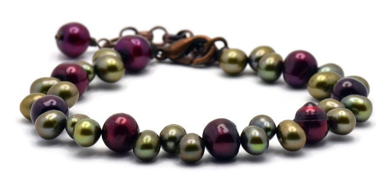 Cranberry Vine Bracelet, Freshwater Pearl Bracelet, Cranberry Pearl Bracelet, Pearl Beaded Bracelet, Unique Gift for Wife