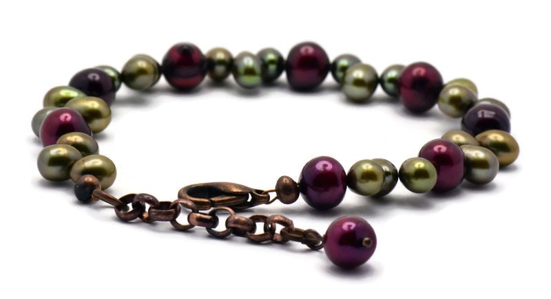 Cranberry Vine Bracelet, Freshwater Pearl Bracelet, Cranberry Pearl Bracelet, Pearl Beaded Bracelet, Unique Gift for Wife