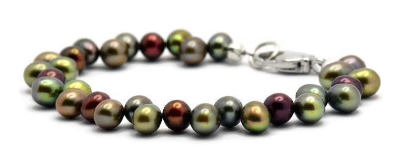 Cranberry Vine Freshwater Pearl Silver Plated Beaded Bracelet