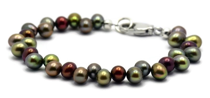 Cranberry Vine Freshwater Pearl Silver Plated Beaded Bracelet