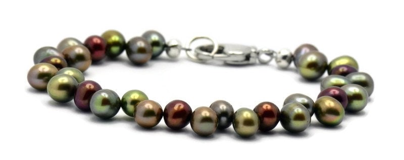 Cranberry Vine Freshwater Pearl Silver Plated Beaded Bracelet