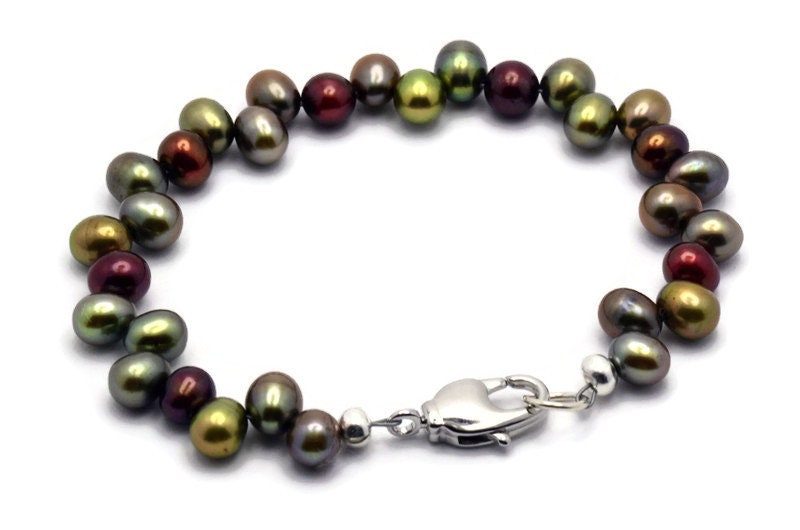 Cranberry Vine Freshwater Pearl Silver Plated Beaded Bracelet