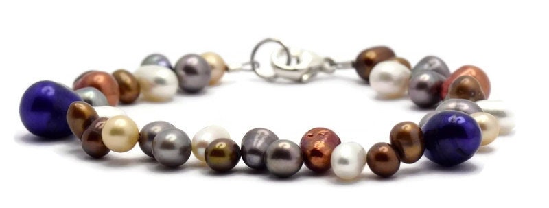 Deep Purple Splash, Freshwater Pearl Bracelet, Real Pearl Bracelet, Simple Bracelet, Pearl Jewelry