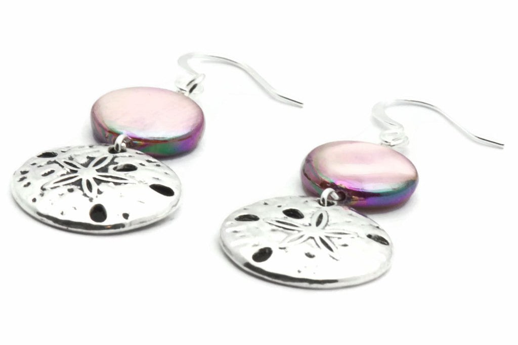 Sand Dollar Earrings, Pink, Earrings, Mother of Pearl