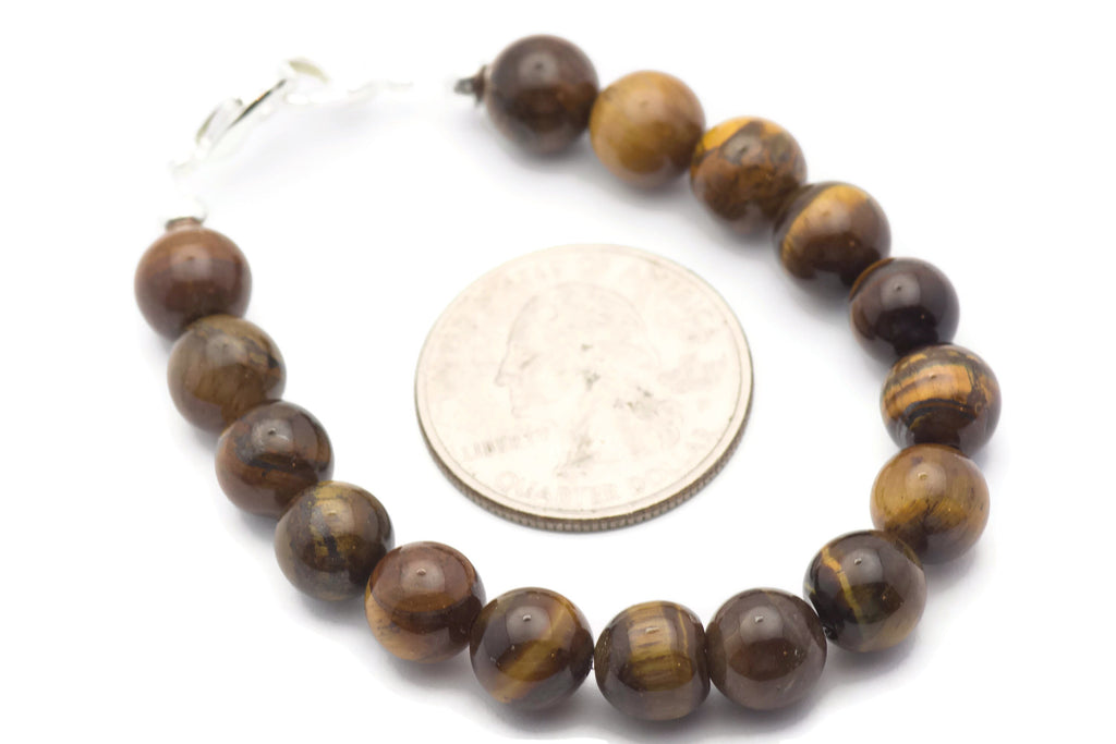 Tigers Eye Rounds Watch Band • Medical ID Bracelet • Handmade Watch Band • Brwon Gemstone Stretch Watch Band