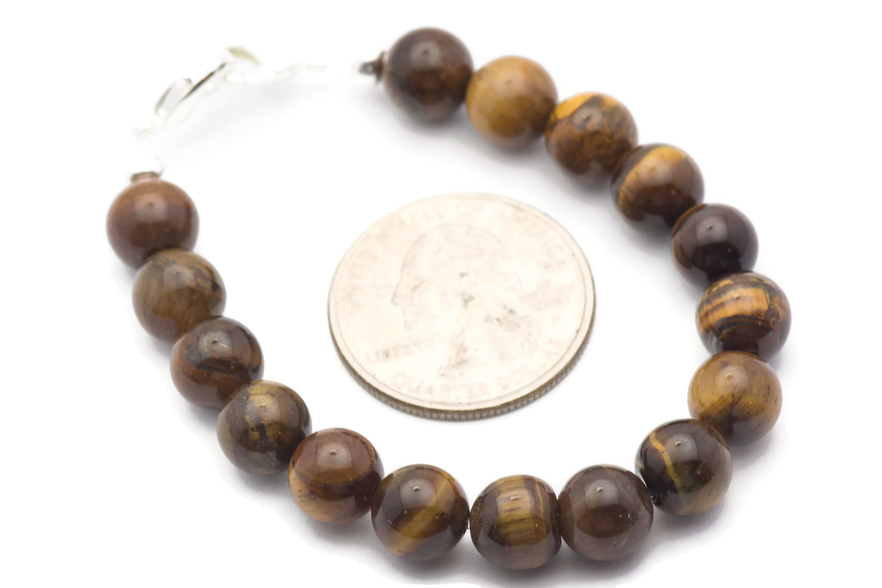 Tigers Eye Rounds Watch Band • Medical ID Bracelet • Handmade Watch Band • Brwon Gemstone Stretch Watch Band