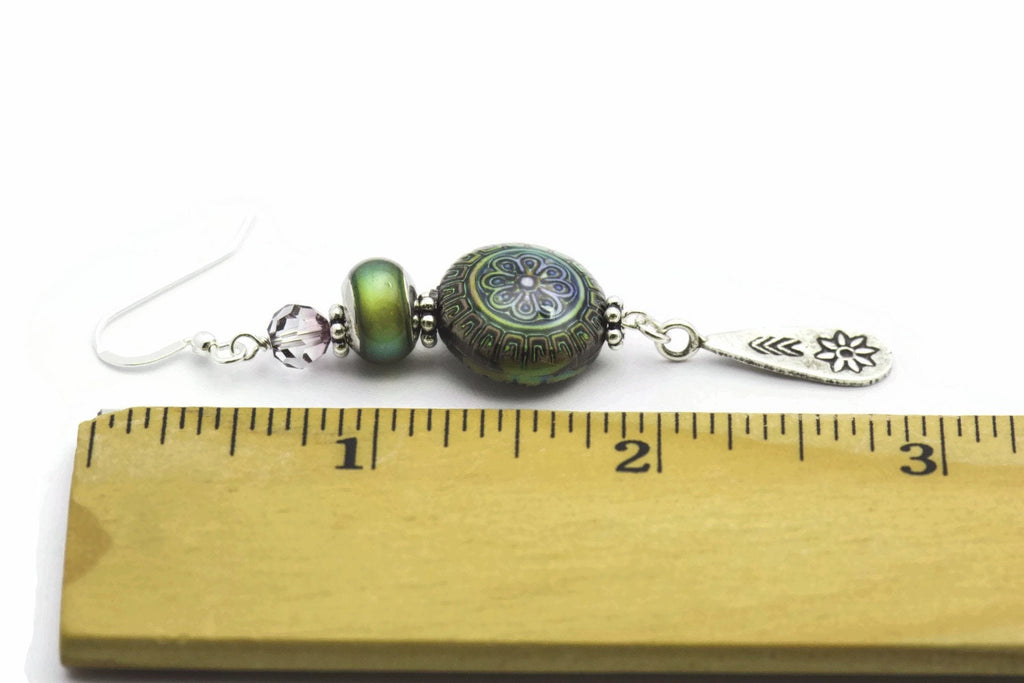 Sterling Silver Flower Earrings, Antiqued, Flower Earrings, Mood Bead