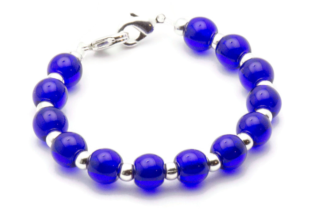 Royal Blue Glass Beaded Bracelet Watch Band • Medical ID Bracelet • Handmade Watch Band • Stretch Watch Band