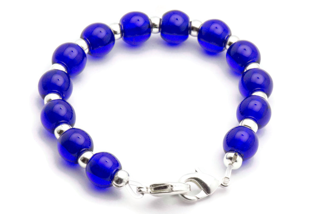 Royal Blue Glass Beaded Bracelet Watch Band • Medical ID Bracelet • Handmade Watch Band • Stretch Watch Band