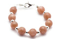 Peach Moonstone Beaded Bracelet Watch Band • Medical ID Bracelet • Handmade Watch Band • Gemstone Stretch Watch Band
