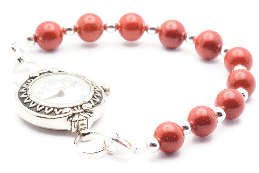 Red Jasper Stretch Interchangeable Beaded Bracelet Watch Band • Medical ID Bracelet • Gemstone Bracelet Watch Band