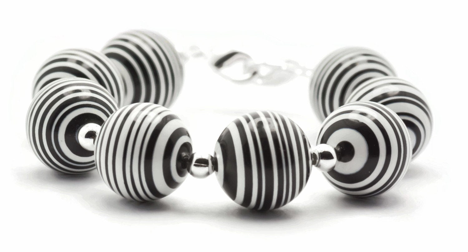 Zebra Stripe Chunky Stretchy Interchangeable Band • Medical ID Bracelet • Bracelet Watch Band • Stretch Watch Band
