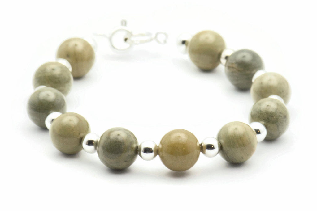 Silver Mist Jasper, Bracelet Watch Band • Interchangeable Band • Gemstone Stretch Watch Band • Medical ID Bracelet