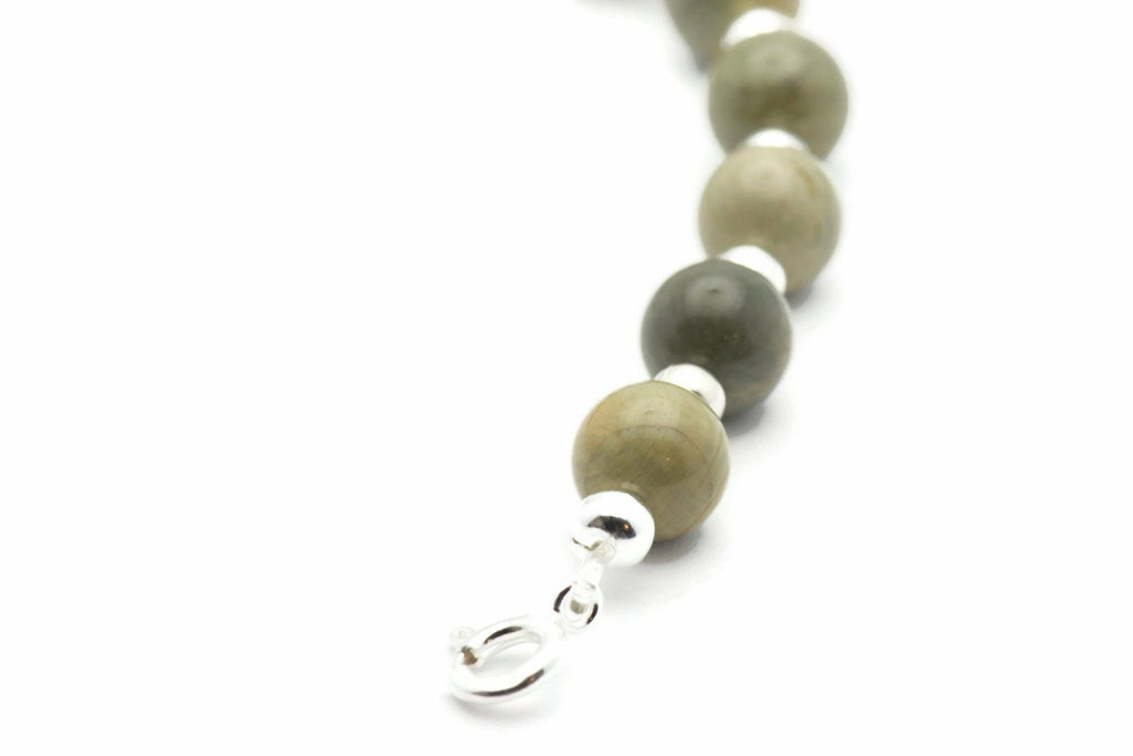 Silver Mist Jasper, Bracelet Watch Band • Interchangeable Band • Gemstone Stretch Watch Band • Medical ID Bracelet