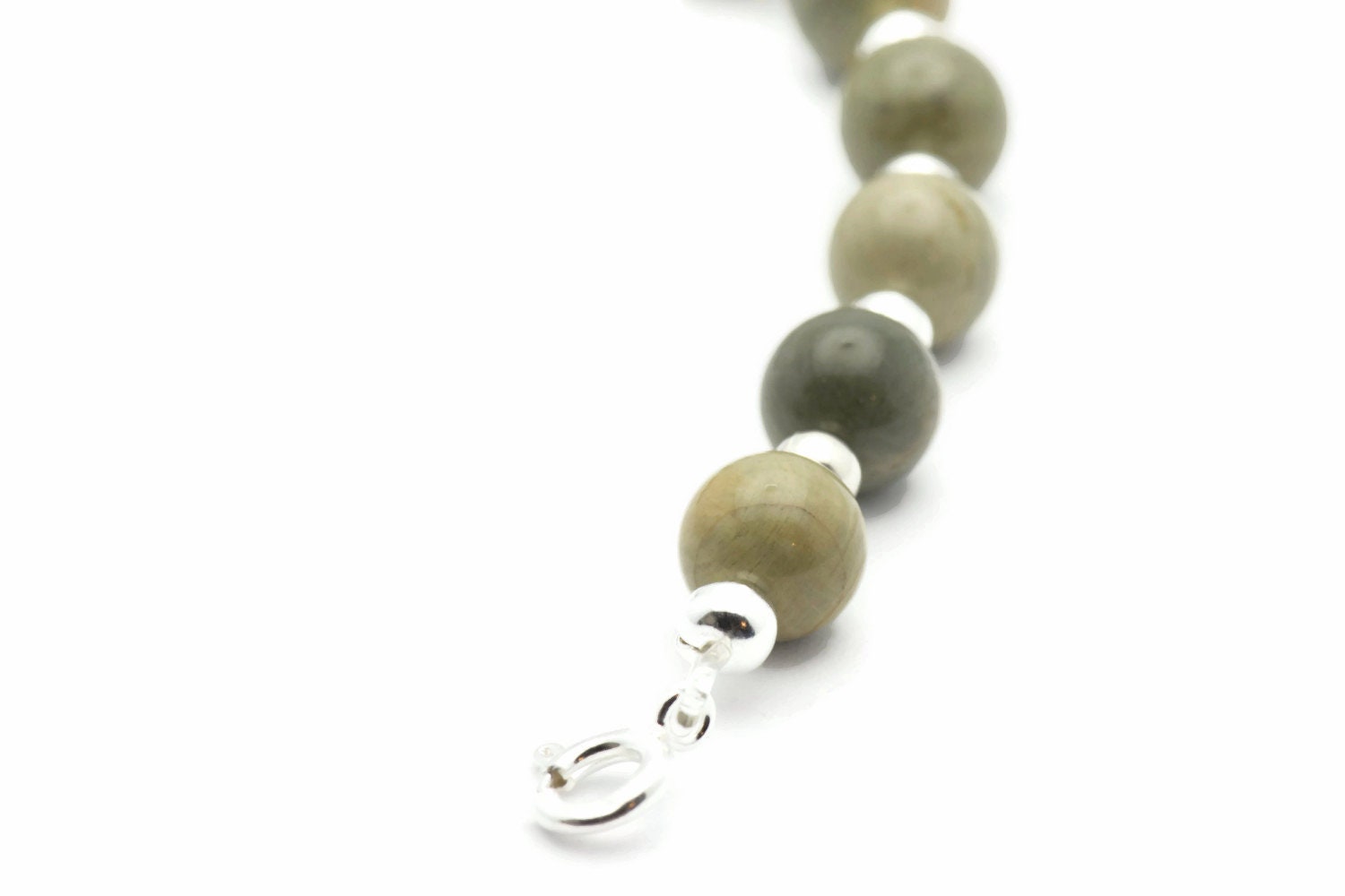 Silver Mist Jasper, Bracelet Watch Band • Interchangeable Band • Gemstone Stretch Watch Band • Medical ID Bracelet