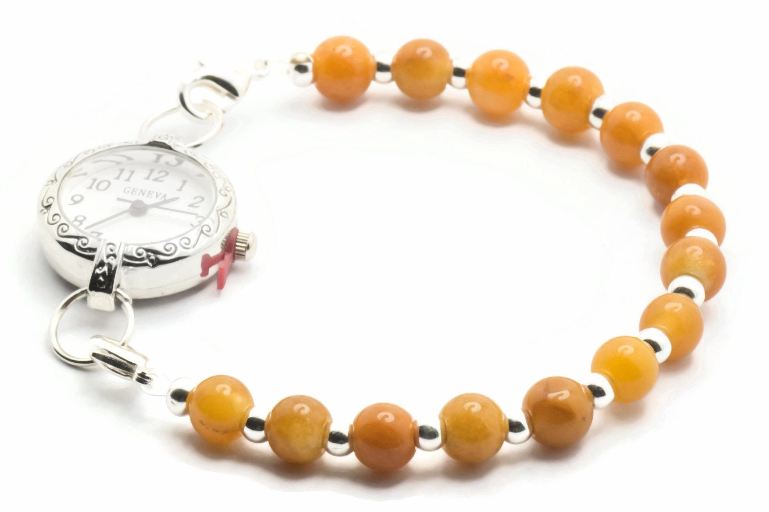 Pumpkin Spice Jade Stretchy Interchangeable Band • Medical ID Bracelet • Bracelet Watch Band