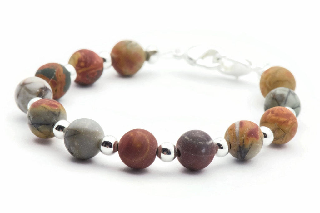 Red Creek Jasper Stretch Interchangeable Beaded Bracelet Watch Band • Medical ID Bracelet • Bracelet Watch Band