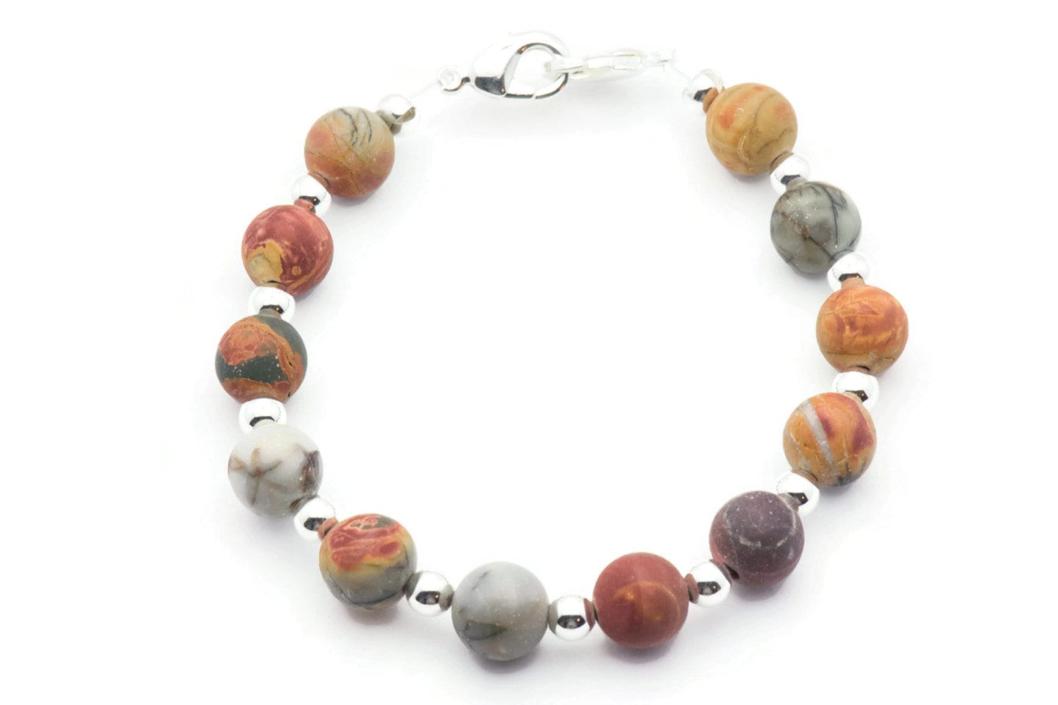 Red Creek Jasper Stretch Interchangeable Beaded Bracelet Watch Band • Medical ID Bracelet • Bracelet Watch Band
