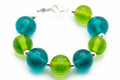 Chartreuse & Teal Beaded Bracelet Watch Band • Medical ID Bracelet • Handmade Watch Band • Stretch Watch Band